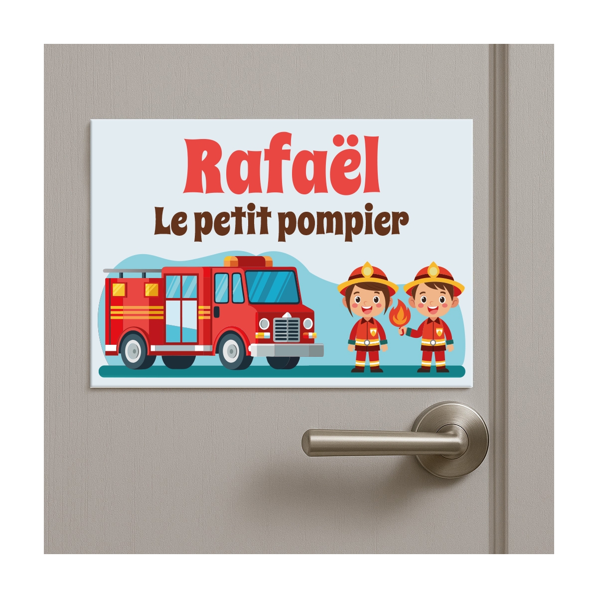 Plaque de porte enfant pompier | Plaque Personnalisée