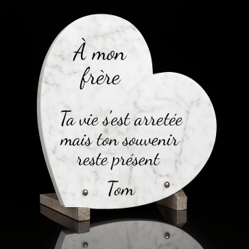 Plaque funéraire coeur effet marbre