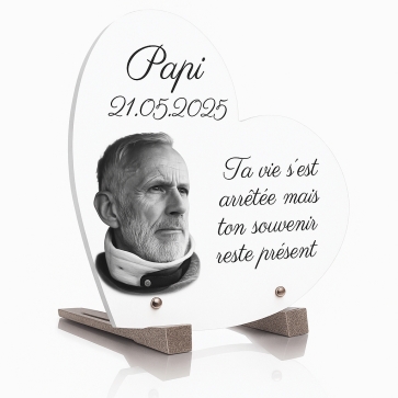 Plaque funéraire coeur avec photo