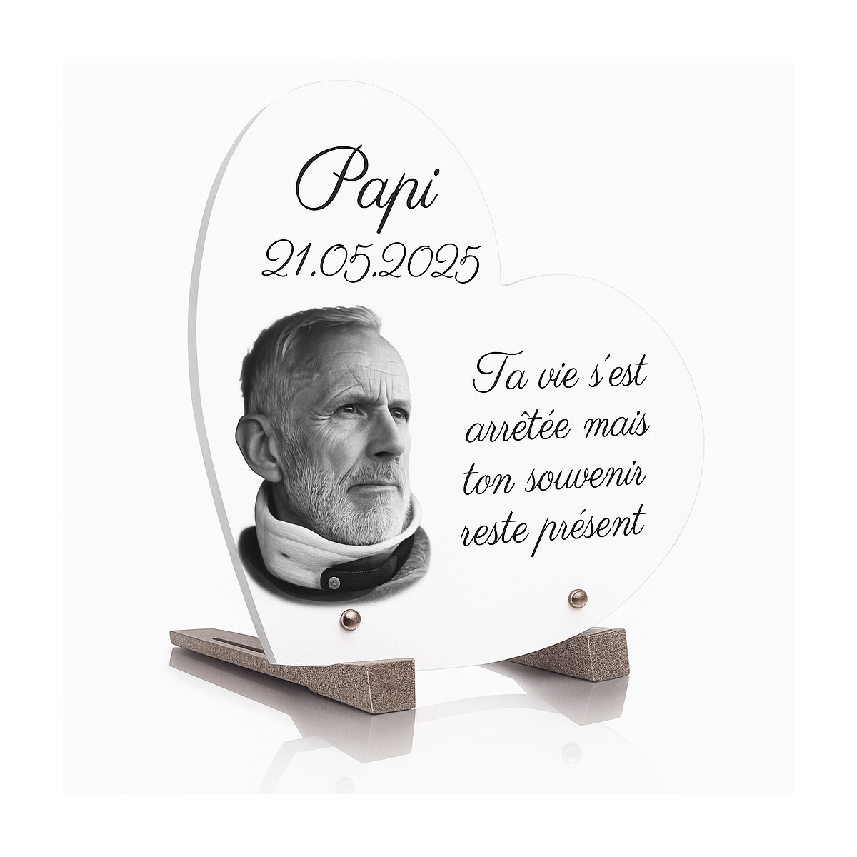 Plaque funéraire coeur avec photo | Plaque Personnalisée