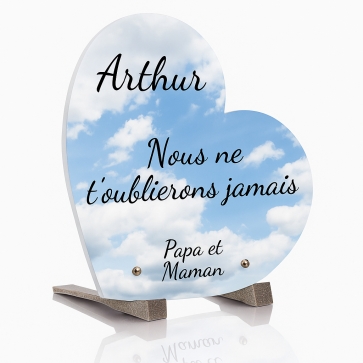 Plaque funéraire coeur avec nuage