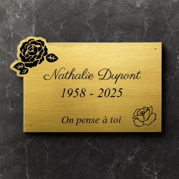 Plaque funéraire acrylique découpe rose