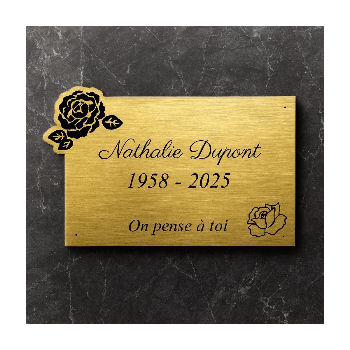 Plaque funéraire découpe rose | Plaque Personnalisée