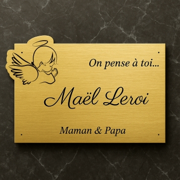 Plaque funéraire acrylique découpe ange