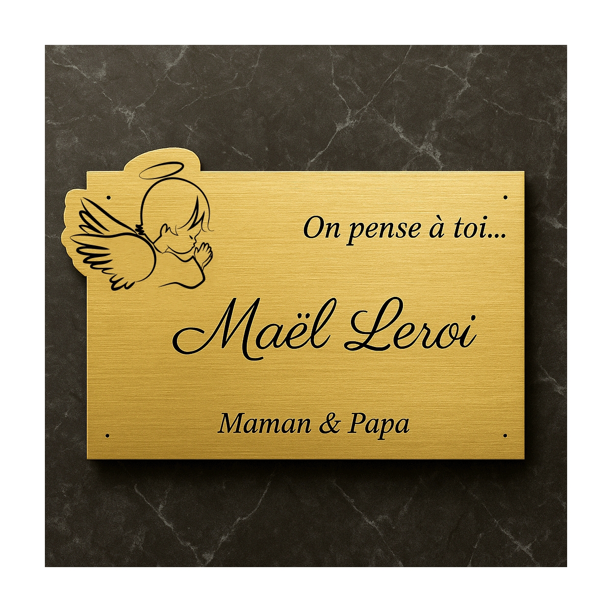 Plaque funéraire découpe ange | Plaque Personnalisée