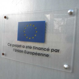 Plaque pro en plexi transparent - avec logo couleur Société Entreprise