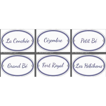 6 Plaques emaillées ovales 15x10cm