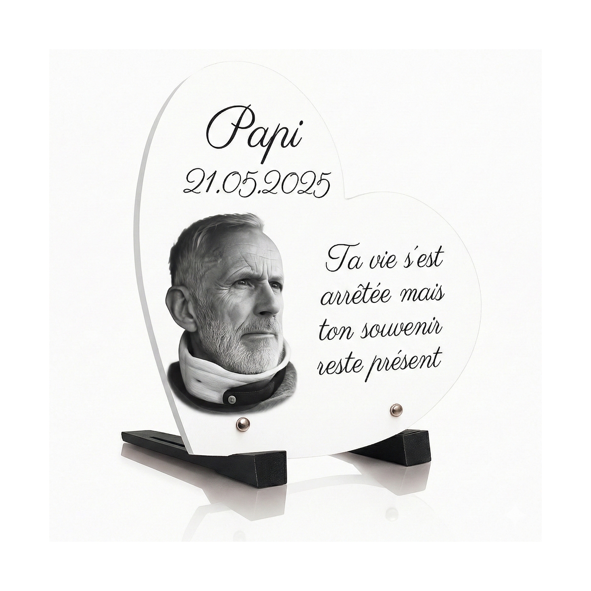 Plaque funéraire coeur avec photo | Plaque Personnalisée