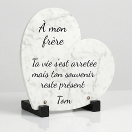 Plaque funéraire coeur effet marbre | Plaque Personnalisée