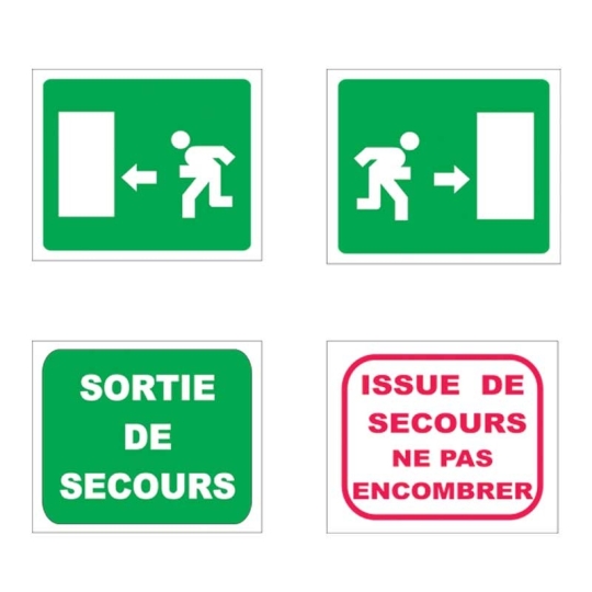 Pancart issue de secours - Fond vert réglementé - avec logo - pas cher