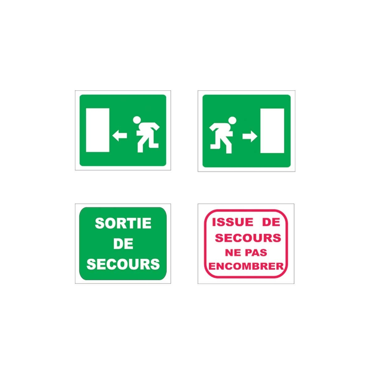 Pancart issue de secours - Fond vert réglementé - avec logo - pas cher
