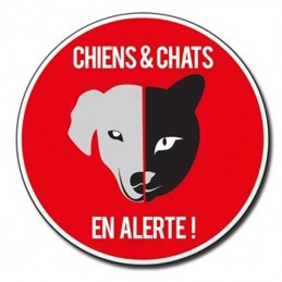 plaque ronde entre chiens et chats