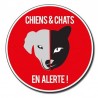 plaque ronde entre chiens et chats