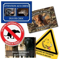 Am-Staff noir et blanc tête, Panneau Attention au Chien marrant, affiche  plaque drôle