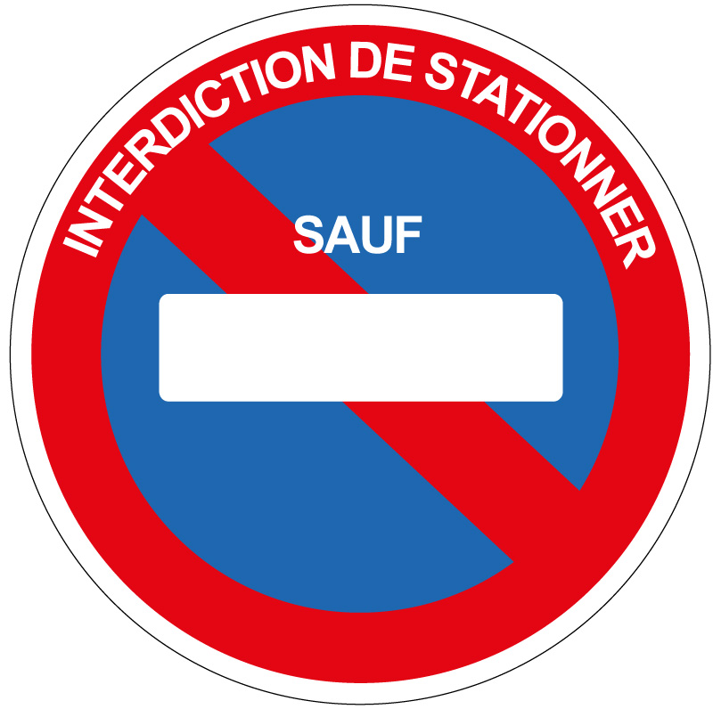 Panneau stationnement interdit avec n° plaque immatriculation perso